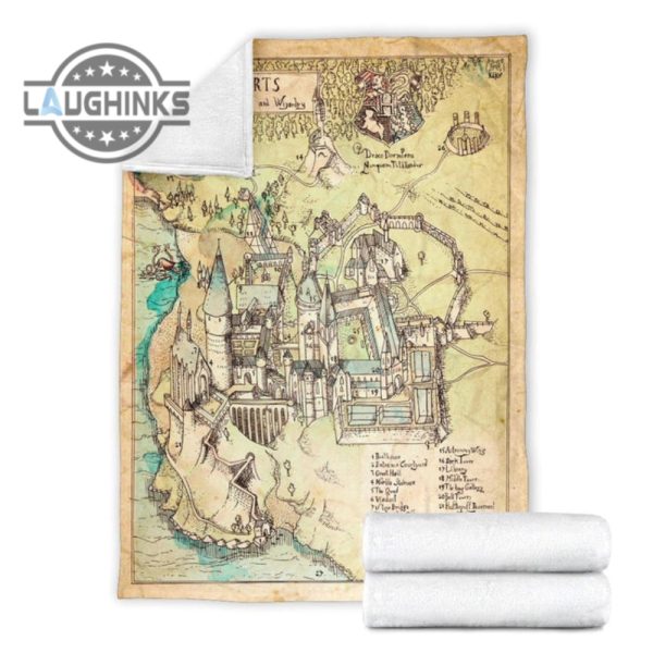 hogwarts map fleece blanket custom for harry potter fans sherpa cozy plush throw blankets 30x40 40x50 60x80 room decor gift laughinks 1 6