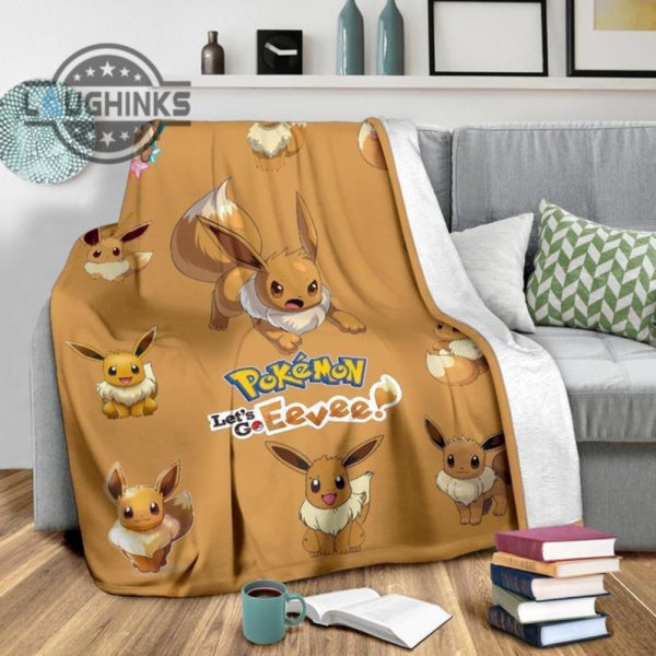 eevee fleece blanket for fan gift sherpa cozy plush throw blankets 30x40 40x50 60x80 room decor gift laughinks 1 3