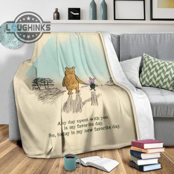 today is my new favorite day piglet and pooh fleece blanket sherpa cozy plush throw blankets 30x40 40x50 60x80 room decor gift laughinks 1 2