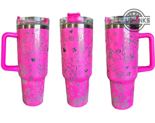 kuromi tumbler 40 oz sanrio super cute kuromi laser engraved stainless steel tumbler hello kitty cinnamoroll melody stanley travel cup dupe pink gift laughinks 1