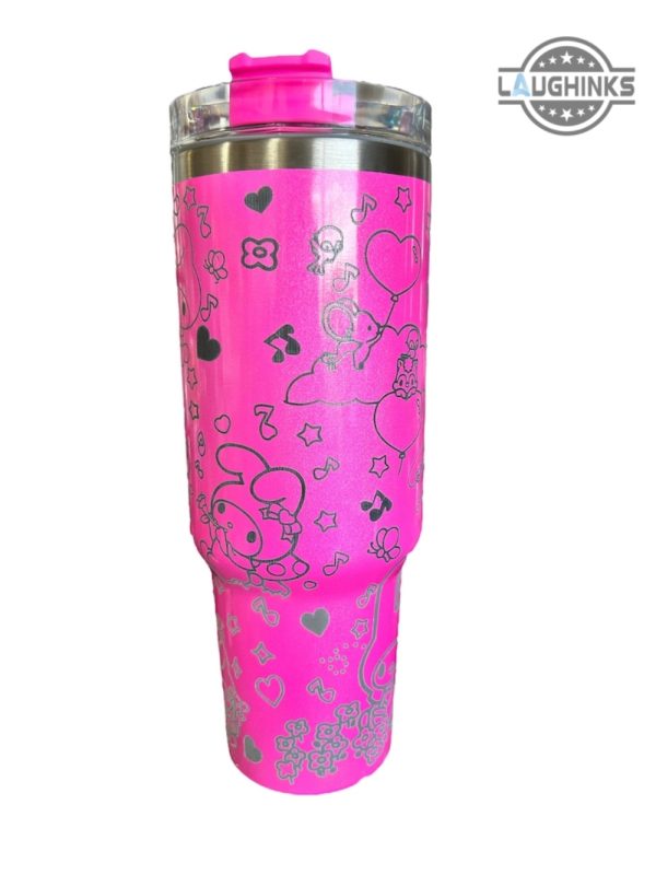kuromi tumbler 40 oz sanrio super cute kuromi laser engraved stainless steel tumbler hello kitty cinnamoroll melody stanley travel cup dupe pink gift laughinks 2