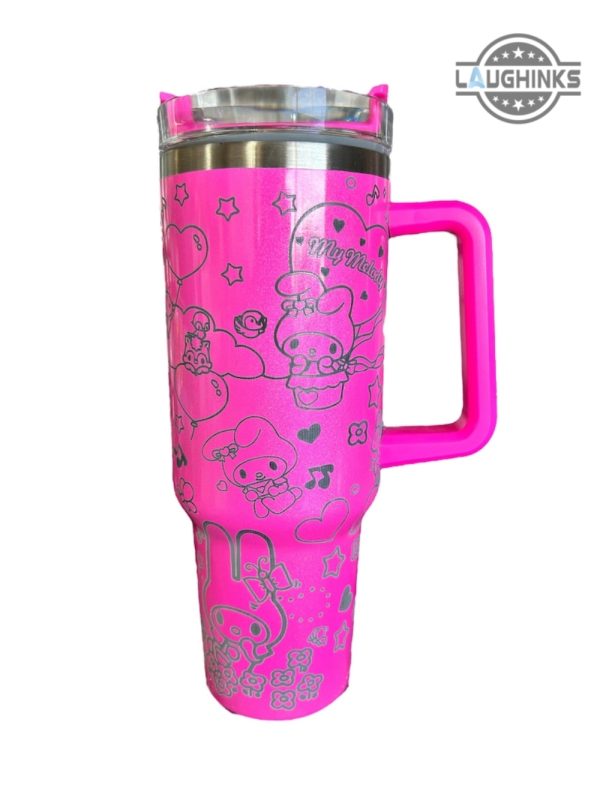 kuromi tumbler 40 oz sanrio super cute kuromi laser engraved stainless steel tumbler hello kitty cinnamoroll melody stanley travel cup dupe pink gift laughinks 3