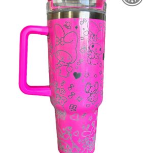 kuromi tumbler 40 oz sanrio super cute kuromi laser engraved stainless steel tumbler hello kitty cinnamoroll melody stanley travel cup dupe pink gift laughinks 4