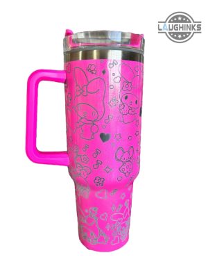 kuromi tumbler 40 oz sanrio super cute kuromi laser engraved stainless steel tumbler hello kitty cinnamoroll melody stanley travel cup dupe pink gift laughinks 4