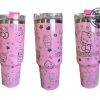stanley hello kitty tumbler dupe 40 oz limited edition laser engraved cute pink cat cartoon travel stainless steel 40oz cup sanrio gift for fans laughinks 1