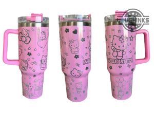 stanley hello kitty tumbler dupe 40 oz limited edition laser engraved cute pink cat cartoon travel stainless steel 40oz cup sanrio gift for fans laughinks 1