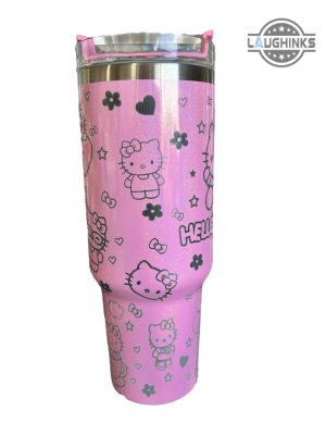 stanley hello kitty tumbler dupe 40 oz limited edition laser engraved cute pink cat cartoon travel stainless steel 40oz cup sanrio gift for fans laughinks 2