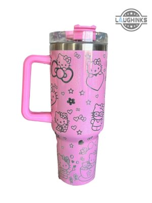 stanley hello kitty tumbler dupe 40 oz limited edition laser engraved cute pink cat cartoon travel stainless steel 40oz cup sanrio gift for fans laughinks 3