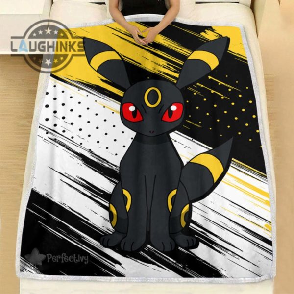 umbreon blanket fleece custom pokemon anime bedding sherpa cozy plush throw blankets 30x40 40x50 60x80 room decor gift laughinks 1