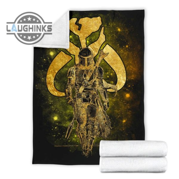 the mandalorian fleece blanket bounty hunter golden sherpa cozy plush throw blankets 30x40 40x50 60x80 room decor gift laughinks 1 6