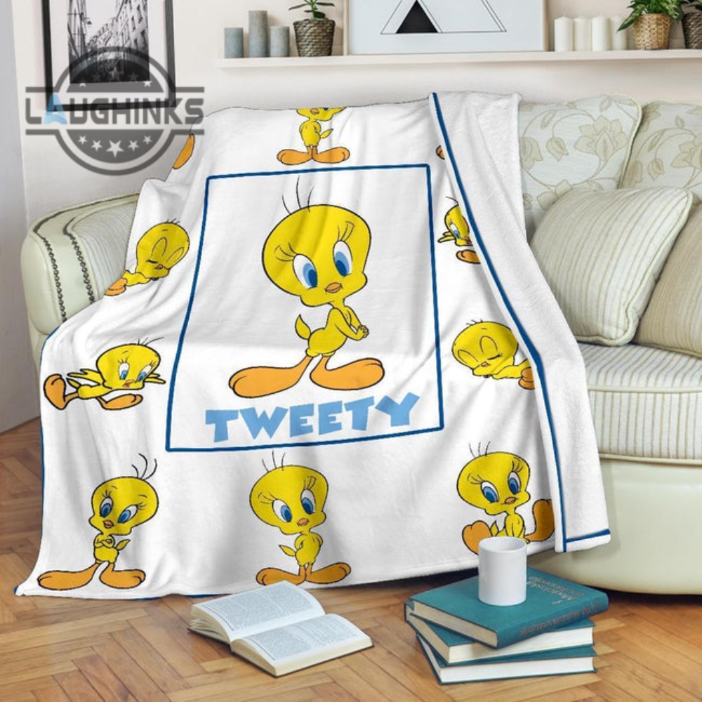 Tweety Fleece Blanket Looney Tunes Cartoon Fan Gift Sherpa Cozy Plush Throw Blankets 30X40 40X50 60X80 Room Decor Gift