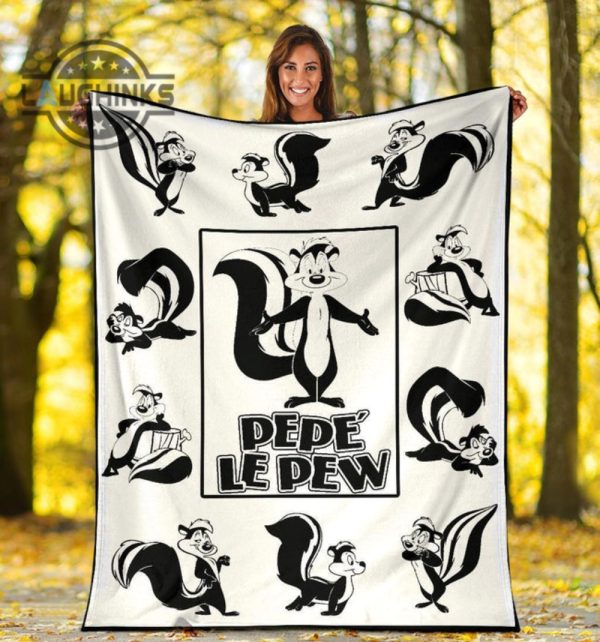 pepe le pew fleece blanket looney tunes fan gift sherpa cozy plush throw blankets 30x40 40x50 60x80 room decor gift laughinks 1 1