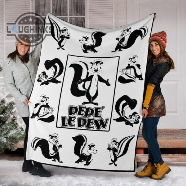 pepe le pew fleece blanket looney tunes fan gift sherpa cozy plush throw blankets 30x40 40x50 60x80 room decor gift laughinks 1 5