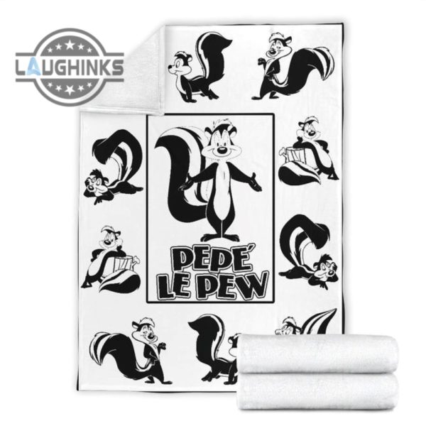 pepe le pew fleece blanket looney tunes fan gift sherpa cozy plush throw blankets 30x40 40x50 60x80 room decor gift laughinks 1 6