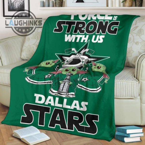 dallas stars baby yoda fleece blanket the force is strong sherpa cozy plush throw blankets 30x40 40x50 60x80 room decor gift laughinks 1 2