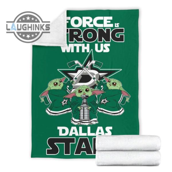 dallas stars baby yoda fleece blanket the force is strong sherpa cozy plush throw blankets 30x40 40x50 60x80 room decor gift laughinks 1 6