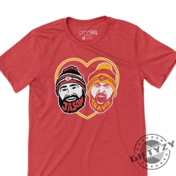 Kansas City Football Kelce Brothers Love Jason And Travis Brothers Art Shirt giftyzy 1