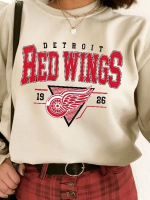 Vintage 90S Detroit Red Wings Shirt Crewneck Jersey Hockey Sweatshirt Jersey Hockey Gift For Fan Detroit Red Wings Merch Unique revetee 4