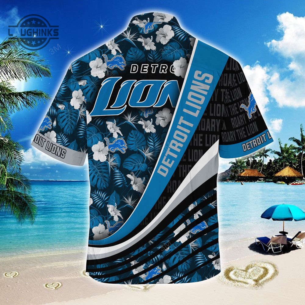 Detroit Lions Nflsummer Hawaii Shirt With Tropical Flower Pattern For Men And Women Football Button Up Shirt And Shorts Dan Campbell Gift