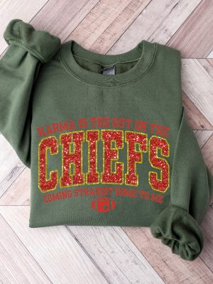 Kc Chiefs Sweatshirt Karma Is The Guy On The Chiefs Coming Straight Home To Me Tee In My Chiefs Era Shirt Taylor Swift Misfits Shirt Unique revetee 4