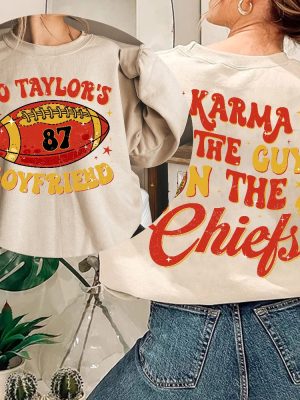 Karma Is The Guy On The Chiefs Shirt Chiefs Era Shirt Go Taylors Boyfriend Taylor Swift Super Bowl Party Taylor Swift Super Bowl Shirt Unique revetee 5