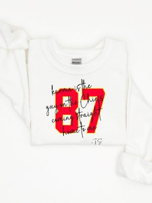 Karma Is The Guy On The Chiefs Sweatshirt Swift Kelce Sweatshirt Football Swiftie Taylor Swift Super Bowl Party Taylor Swift Super Bowl Shirt Unique revetee 5