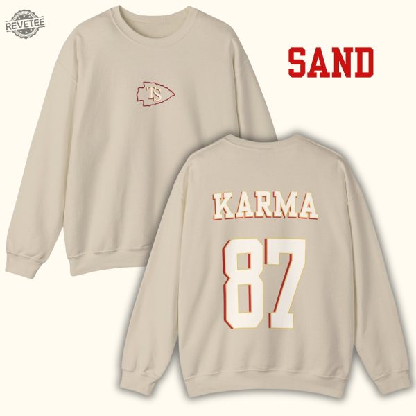 Karma 87 Sweatshirt Karma Is The Guy On The Chiefs Shirt In My Chiefs Era Sweatshirt Taylor Swift Super Bowl Party Taylor Swift Super Bowl Shirt Unique revetee 1