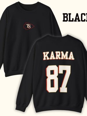 Karma 87 Sweatshirt Karma Is The Guy On The Chiefs Shirt In My Chiefs Era Sweatshirt Taylor Swift Super Bowl Party Taylor Swift Super Bowl Shirt Unique revetee 2