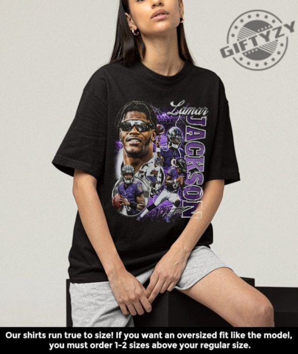 Retro Lamar Jackson Shirt Football Sweatshirt Classic 90S Graphic Tshirt Unisex Vintage Bootleg Hoodie Oversized Shirt For Fan giftyzy 2