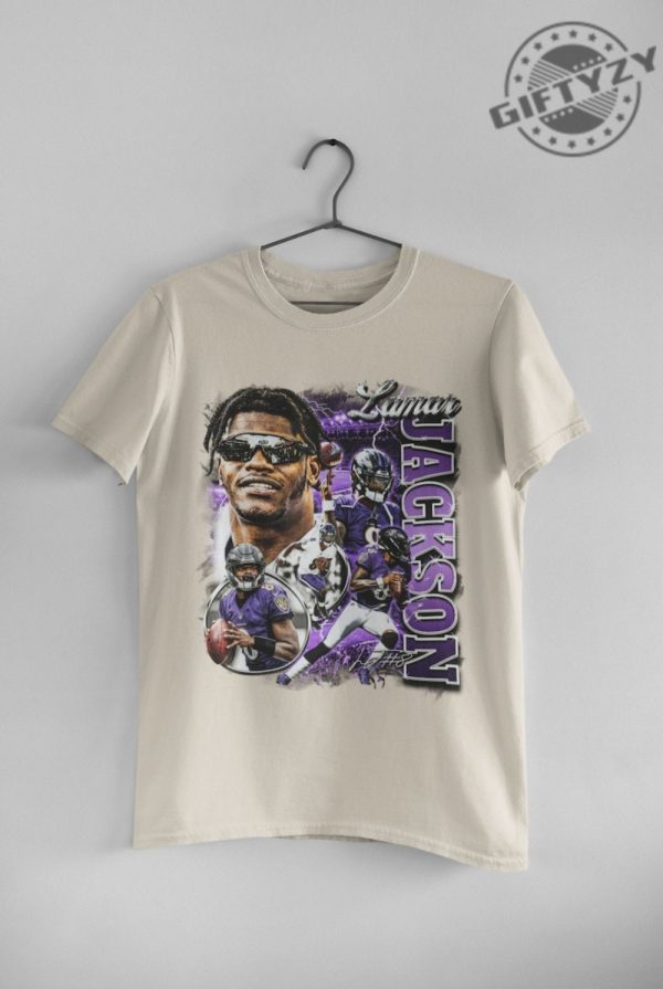 Retro Lamar Jackson Shirt Football Sweatshirt Classic 90S Graphic Tshirt Unisex Vintage Bootleg Hoodie Oversized Shirt For Fan giftyzy 5
