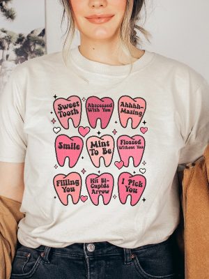 Valentines Day Dental Tooth Shirt Candy Hearts Tooth Shirt Dentist Shirt Dental Hygienist Tee Dental Assistant Gift Gift For Dentist Unique revetee 3