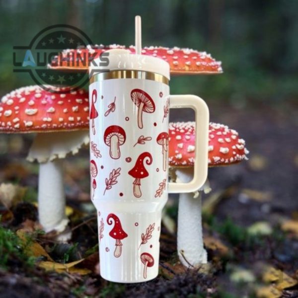 mushroom tumbler 40oz thirst quencher stanley tumbler dupe 40 oz stainless steel travel cups with handle and straw laughinks 1