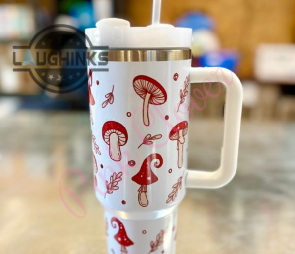 mushroom tumbler 40oz thirst quencher stanley tumbler dupe 40 oz stainless steel travel cups with handle and straw laughinks 1 2