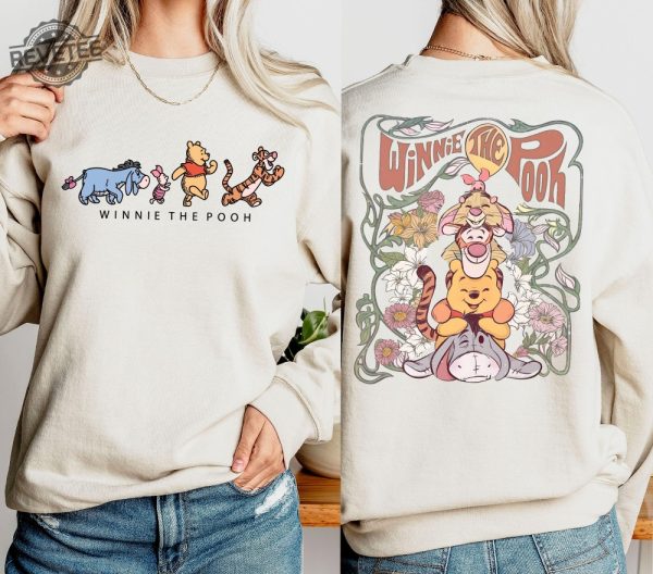 Retro Winnie The Pooh And Friends Sweatshirt Disney Winnie The Pooh Shirt Disney Pooh Bear 2 Side Shirt Winnie The Pooh Blood And Honey Unique revetee 1