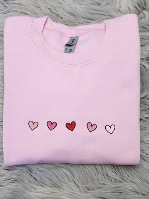 Embroidered Hearts Design Sweatshirt Valentines Day Shirt Mini Hearts Crewneck Or Hooded Sweatshirt Unique revetee 2