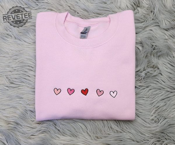 Embroidered Hearts Design Sweatshirt Valentines Day Shirt Mini Hearts Crewneck Or Hooded Sweatshirt Unique revetee 2