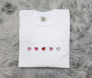 Embroidered Hearts Design Sweatshirt Valentines Day Shirt Mini Hearts Crewneck Or Hooded Sweatshirt Unique revetee 3