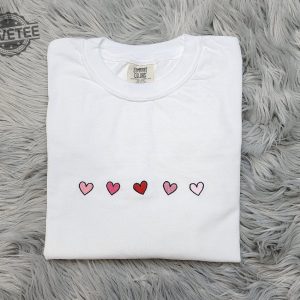 Embroidered Hearts Design Sweatshirt Valentines Day Shirt Mini Hearts Crewneck Or Hooded Sweatshirt Unique revetee 3