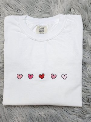 Embroidered Hearts Design Sweatshirt Valentines Day Shirt Mini Hearts Crewneck Or Hooded Sweatshirt Unique revetee 3