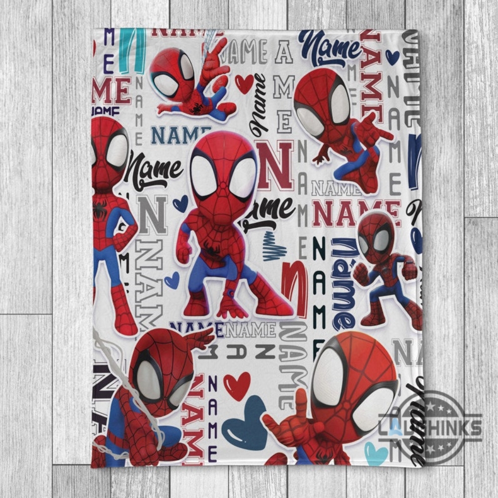 Spider Man Blanket Personalized Name Spiderman Friends Blankets Fleece Sherpa Throw Cozy Plush Custom Marvel Super Hero Superhero Room Decoration Gift