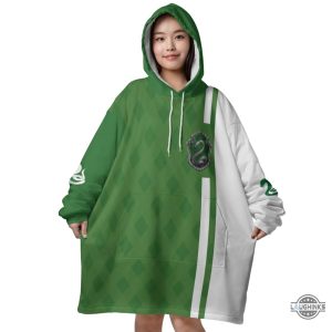 harry potter blanket hoodie slytherin gryffindor hufflepuff ravenclaw house uniform all over printed hogwarts school soft warm hoodie blankets laughinks 2