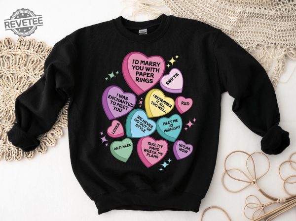 Conversation Hearts Taylors Version Valentines Day Crewneck Sweatshirt Taylor Swift Debut Album Songs Shake It Off Taylors Version Unique revetee 2