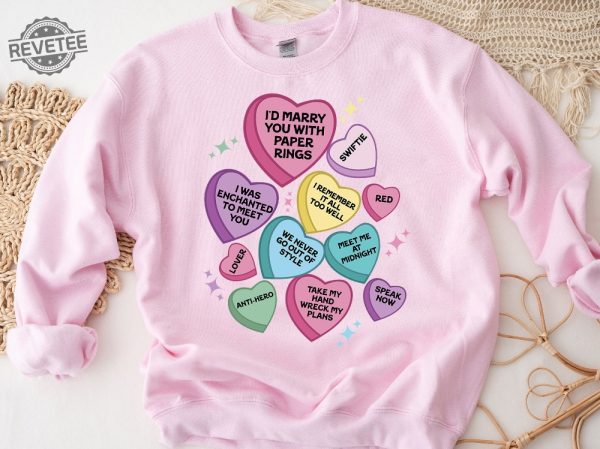 Conversation Hearts Taylors Version Valentines Day Crewneck Sweatshirt Taylor Swift Debut Album Songs Shake It Off Taylors Version Unique revetee 4