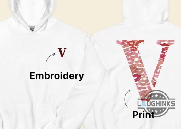 kisses hoodie tshirt sweatshirt tiktok viral valentines day gift for mens womens couples him her custom initial letter shirts lips pattern laughinks 3