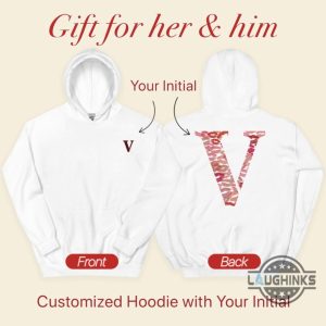 kisses hoodie tshirt sweatshirt tiktok viral valentines day gift for mens womens couples him her custom initial letter shirts lips pattern laughinks 5