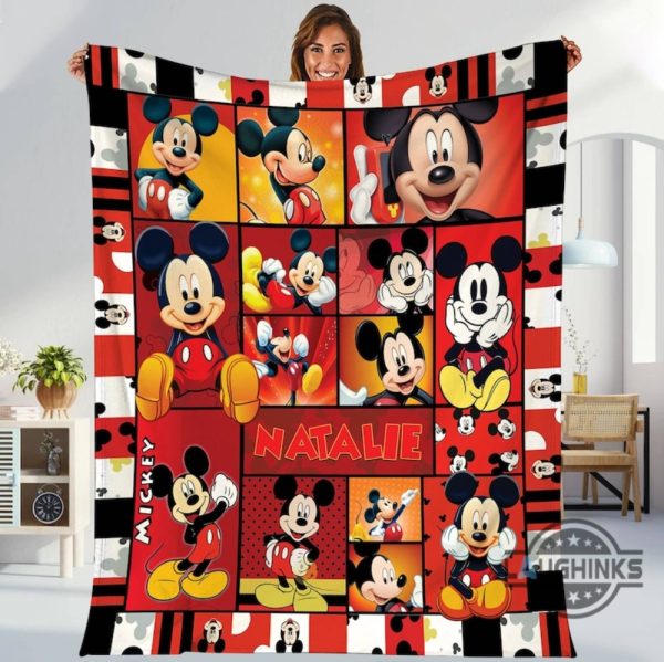 mickey mouse blanket personalized disney cartoon character fleece sherpa cozy plush throw blankets disneyland mickey adults kids baby home decor gift laughinks 1