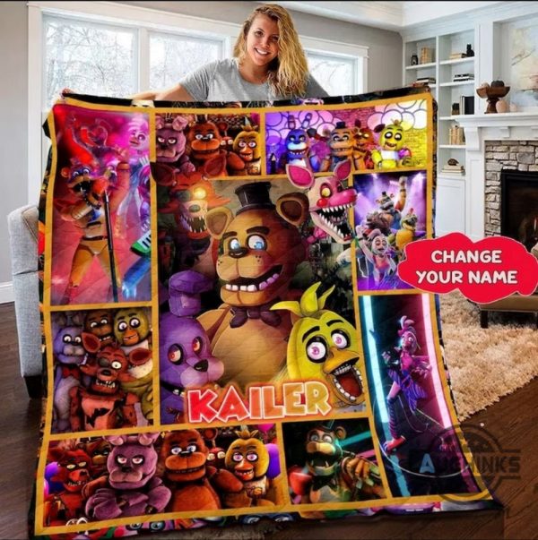 fnaf blanket custom name five nights at freddys fleece sherpa throw cozy plush blankets personalized fnaf movie home decor gift for gamers laughinks 3