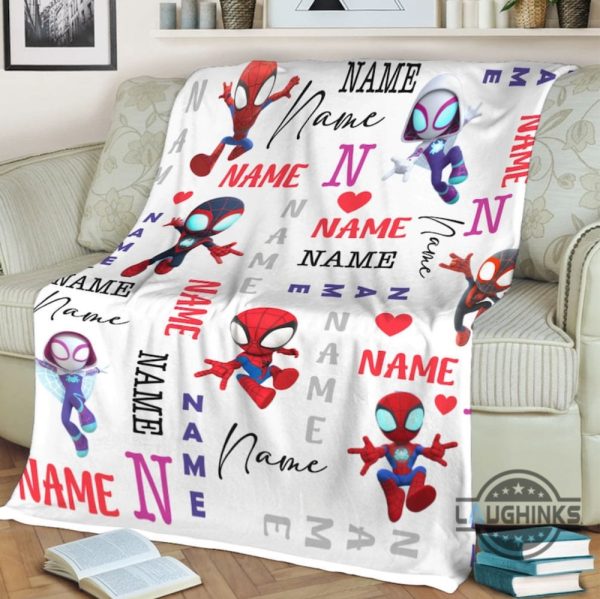 personalised spiderman blanket customized spidey and his amazing friends fleece sherpa throw cozy plush blanket spider man cartoon home decor gift laughinks 3