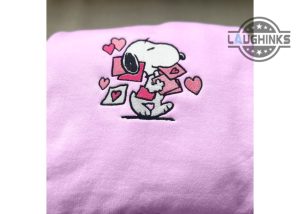 snoopy valentines embroidered sweatshirt hoodie tshirt mens womens the peanuts valentines day embroidery crewneck tee charlie brown vday gift for her him laughinks 1