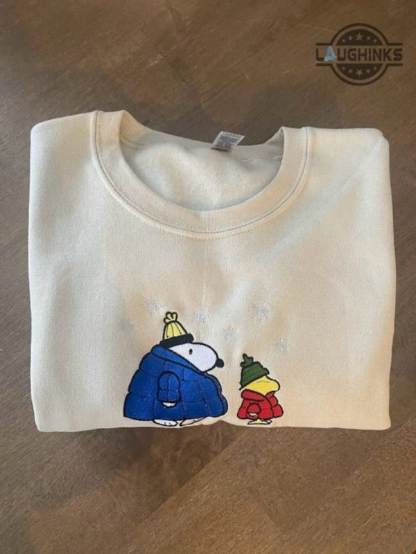 puffer jacket snoopy embroidered sweatshirt tshirt hoodie mens womens the peanuts snoopy and woodstock winter crewneck tee vintage nostalgic gift laughinks 1